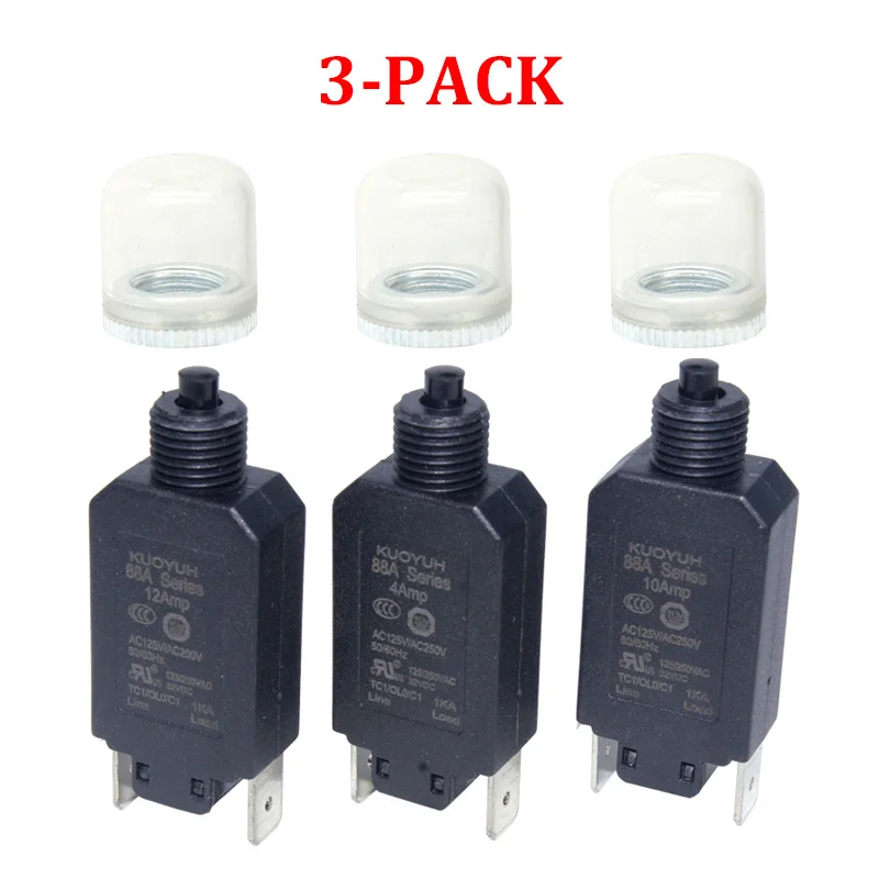 

3PCS 3A 5A 6A 8A 10A 12A 16ACircuit Breaker Thermal Protection Switch Device Overload Protector Switches for Motors Transformers