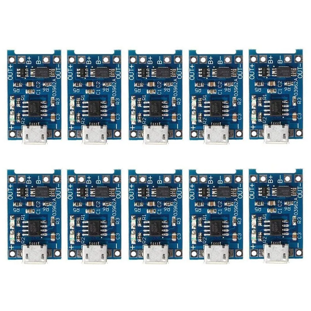 10Pcs 5V 1A 18650 Lithium Battery Charging Board TP4056 Lithium Battery Charging Board -USB Charge Module