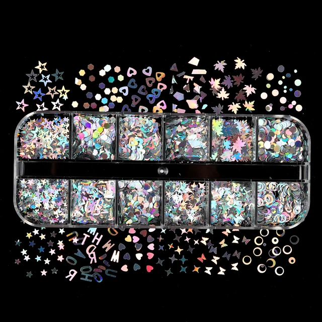 Holographic Butterfly  Heart Multi Shape  Laser Symphony Butterfly Sequins 3D Colorful Sequins Manicure  Nail Art Decoration MJLP-019