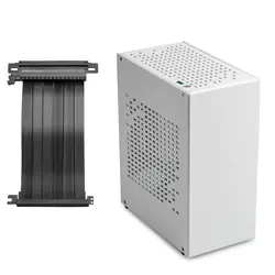 Sleek Aluminum Mini ITX Gaming Computer Case with PCIe 4.0 Cable Compatibility (White with PCIE 4.0)