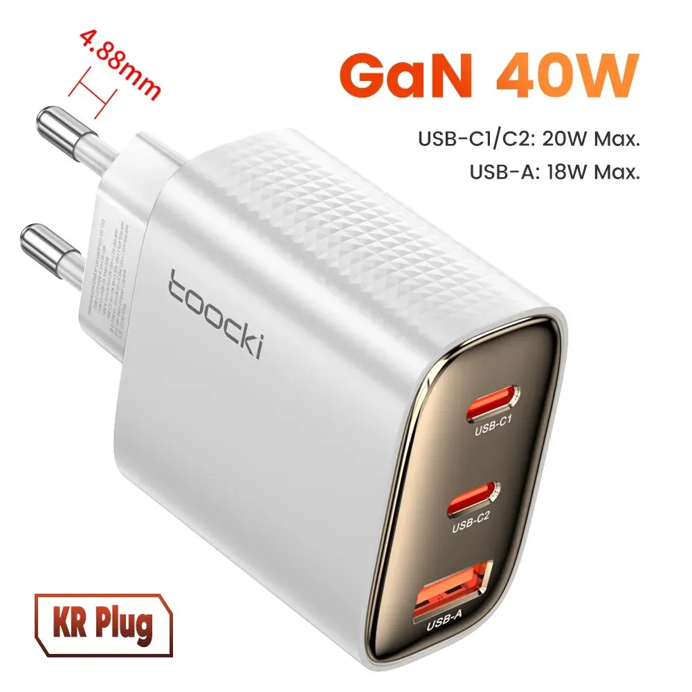 Toocki 40W GaN Dual USB-C Quick Charge 4.0 Fast Charger