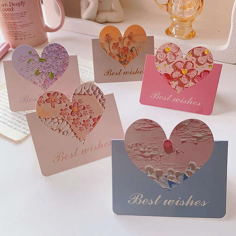 10pcs Heart Greeting Card Teachers Gift Card Wedding Birthday Romantic Invitations Wishing Postcard Почтовые Открытки