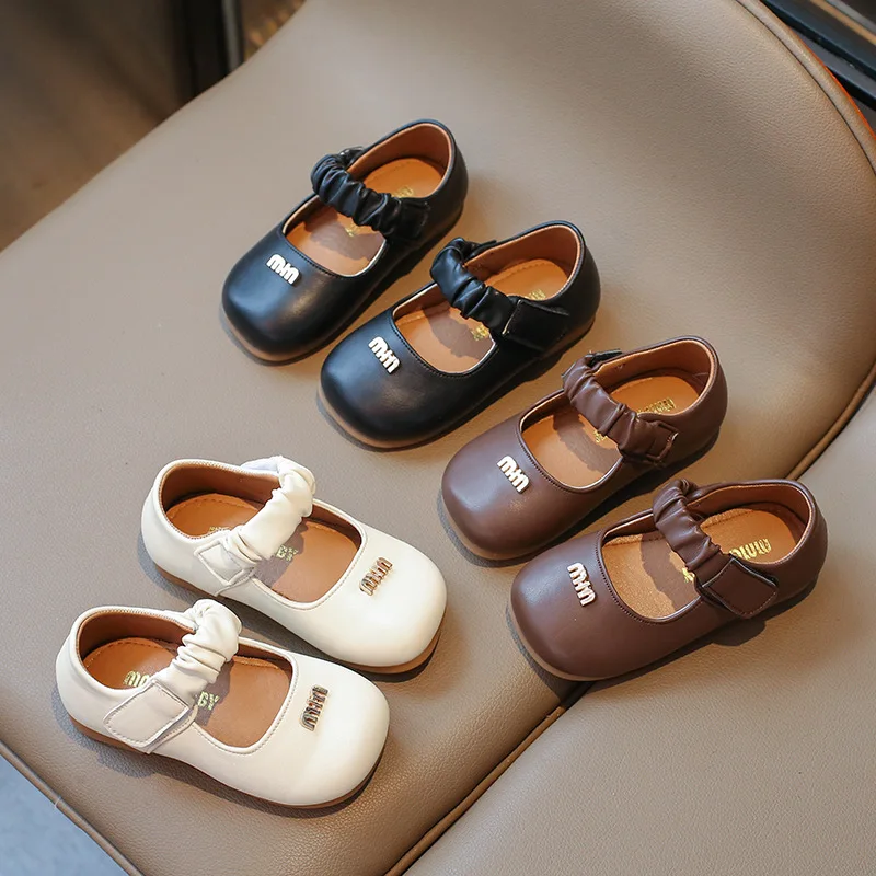 Leather Shoes Girls Shoes New Children Leather Shoes Girl Single Shoes Autumn Fashion Baby Princess Kids Non-slip Soft Sole Casual J378