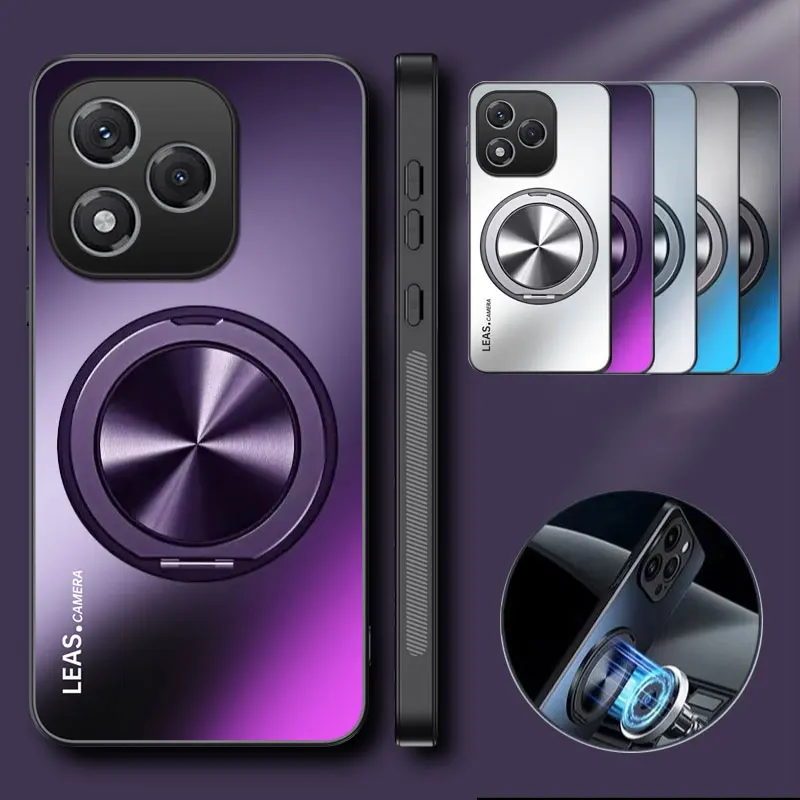 Magnetic Matte Shockproof Case with 360° Rotating Ring Holder and Hard Bumper Shell