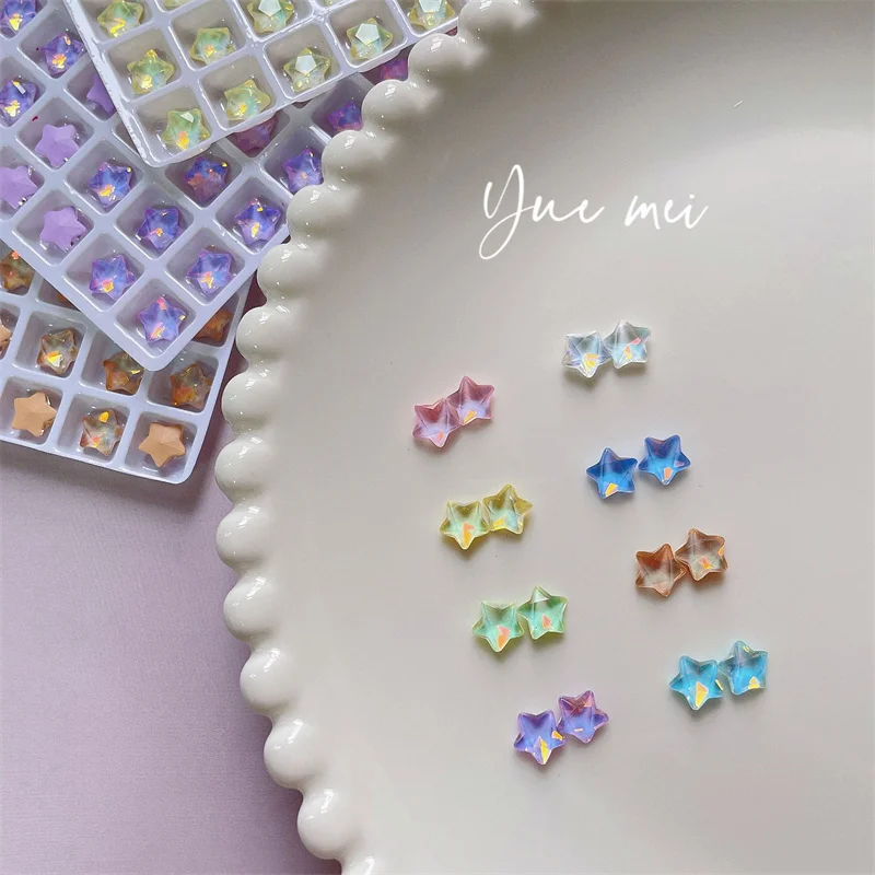 

10pcs New Flatback Crystal Rhinestone Nail Art Decorations Supplies Mocha Star Love Diamond Charms For Nails Design Accessories