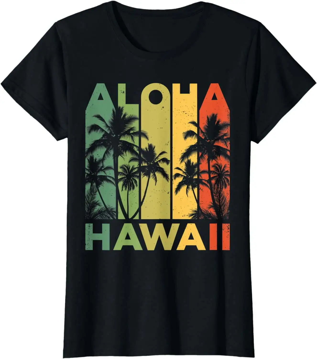 T-Shirt Vintage Retrò Con Palma Da Donna Aloha Hawaii Hawaiian Island Maniche Lunghe O Corte