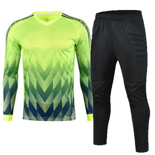 Men Kid Soccer Shirt Goalkeeper Uniform Long Sleeve Football Training Goalkeeper Top Soccer Jersey Pant and Shorts Sets