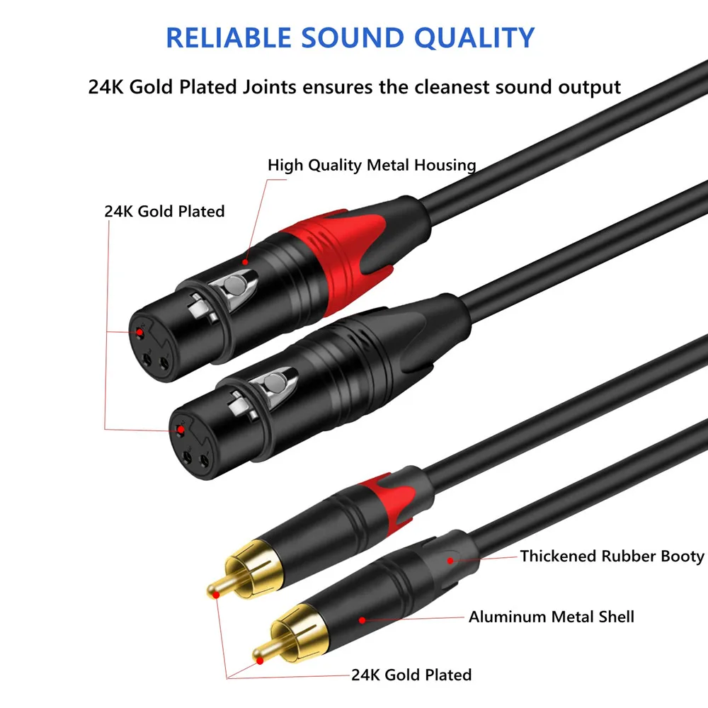 Dual Lotus RCA to XLR Audio Cable for Microphone and Instrument Connection