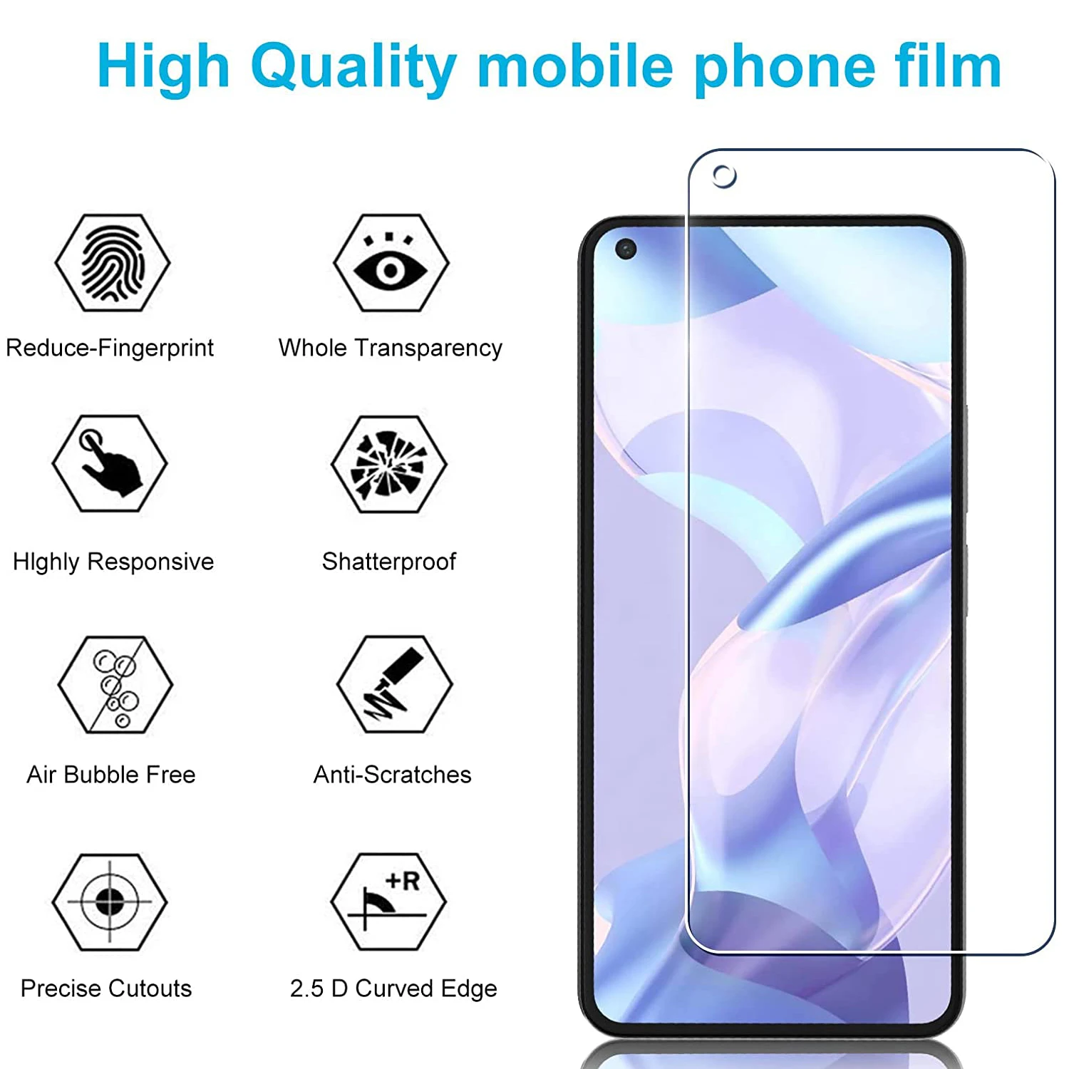 Película de vidro temperado para Xiaomi 11 Lite, protetor de tela, 5G NE, 2 pcs, 4pcs