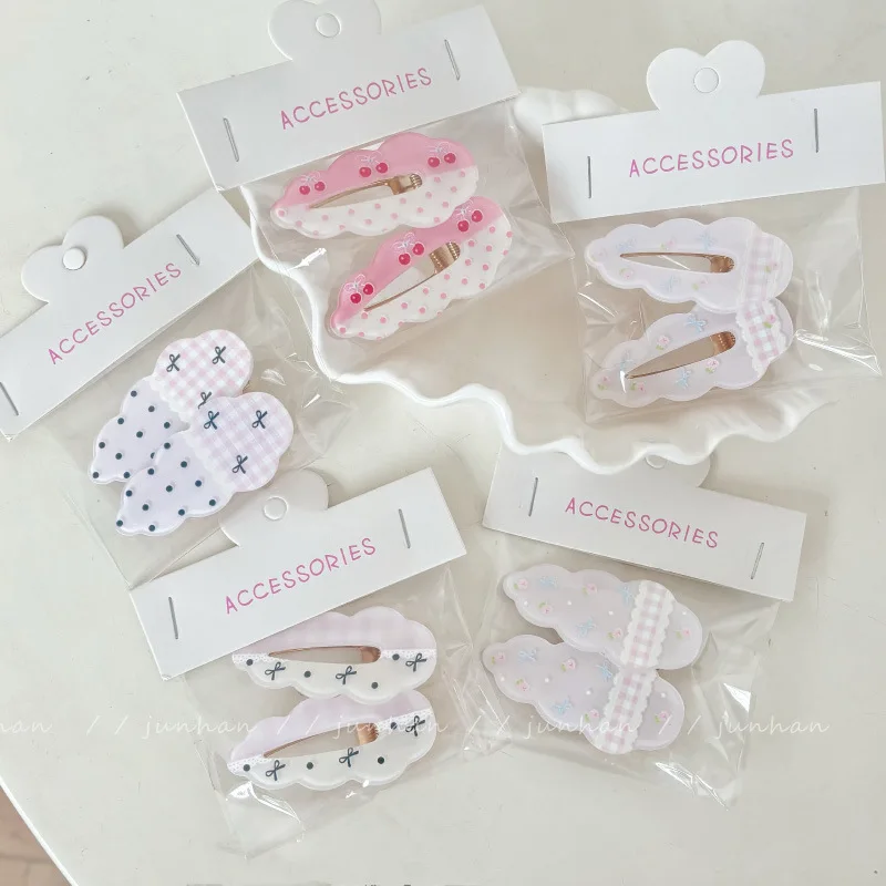IDEALラバーフェイスベア✳︎オルゴール Cream Girl Series Polka Dot Bow Wave Cloud Barrettes Girl