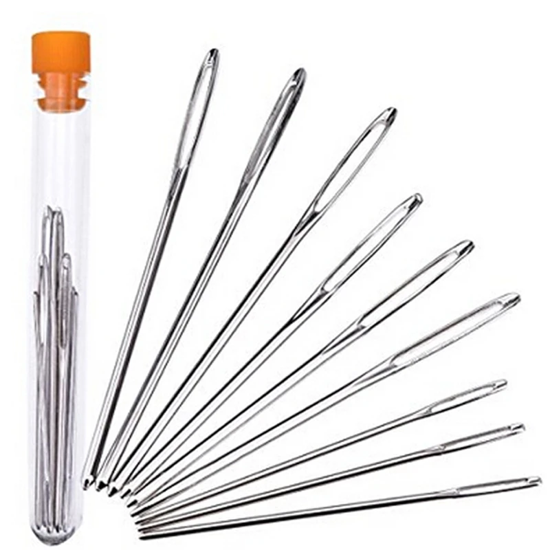Sewing Needles 9Pcs Large Eye Silver Blunt Head Wool Suture Hand Three-dimensional Cross Stitch Embroidery Hole Long knitting tools