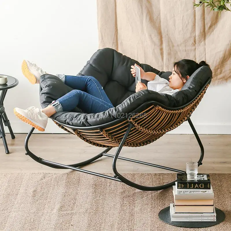 

Manhaojia Rattan Rocking Chair Rocking Chair Adult Rattan Snap Chair Nordic Leisure Chair Household