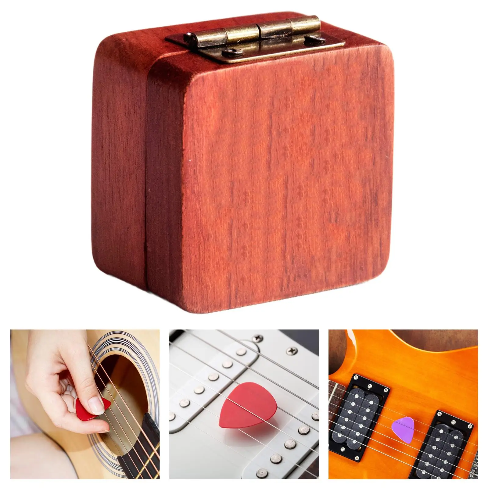 Guitar Pick Storage Box Organizer Sturdy Storage Container Portable Guitar Picks Case,Wood for Music Lovers Guitarist