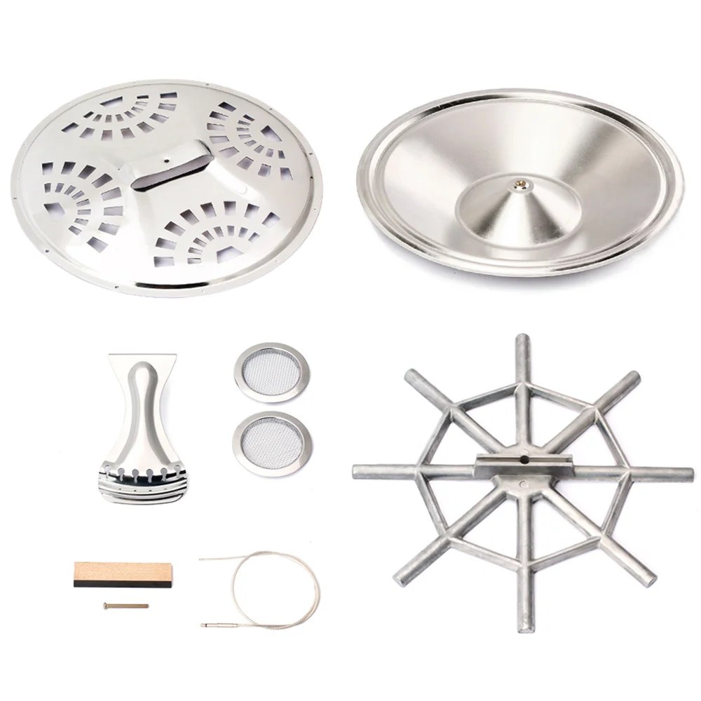 

8pcs Resonator Cones Soundhole Screens Tailpiece Bridge Saddle for Guitar Guitar Bone Bridge Classical