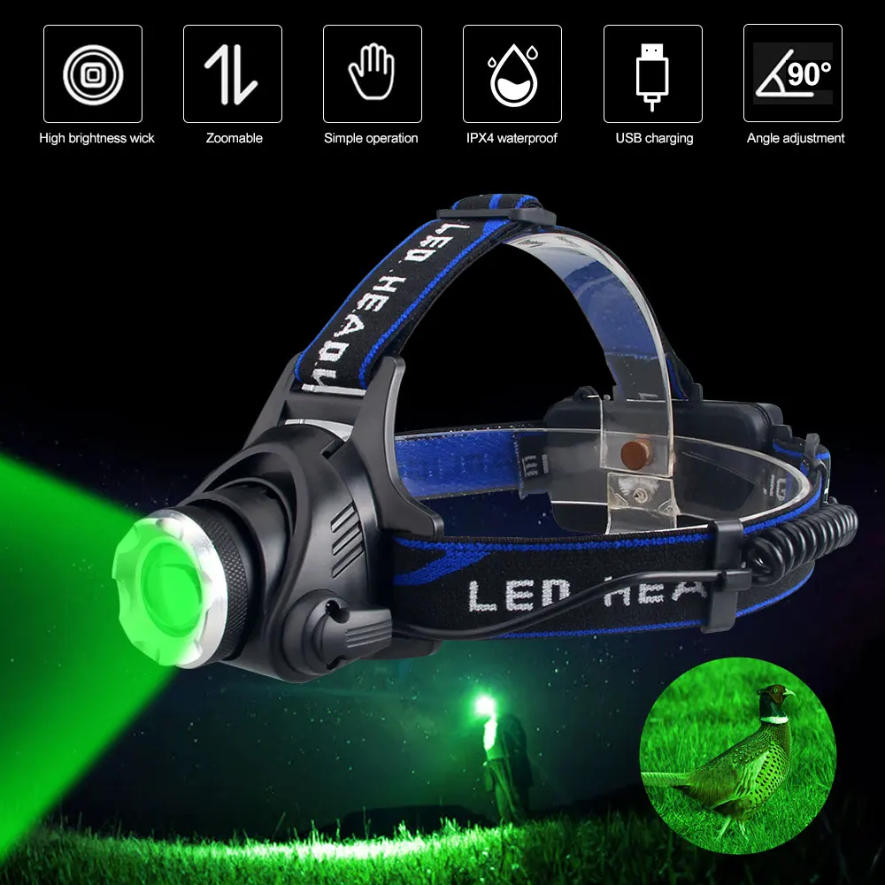 de Pesca LED Ajustável, Bateria 18650, 3