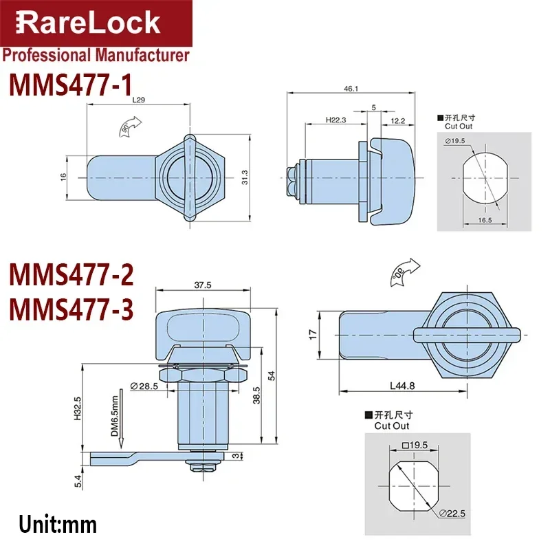 Keyless Handle Cabinet Cam Lock for Box Cupboard Locker Yacht Car Bathroom Window Hardware DIY Rarelock MMS477 H