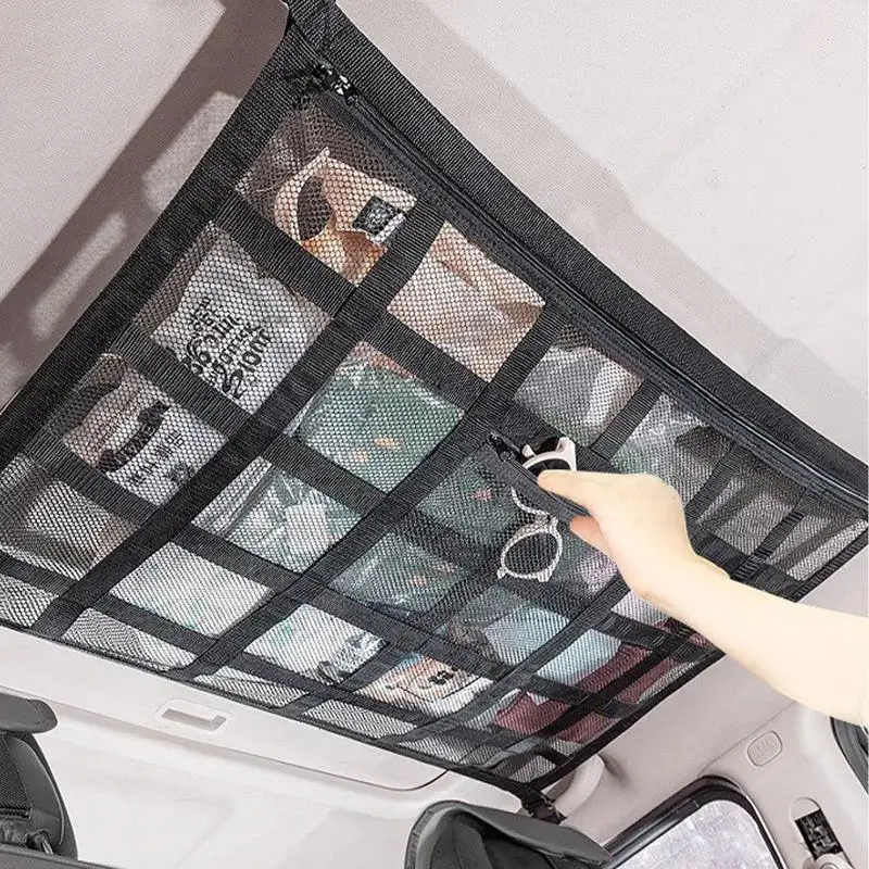 

Car Ceiling Storage Pocket Auto Roof Storage Organizer Car Breathable Mesh Bag Vehicles Roof Cargo Net Потолочная крыша для хран