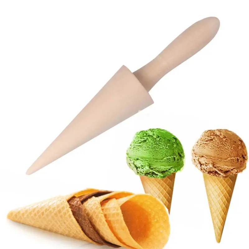 Wooden Ice Cream Cone Mold DIY Egg Roll Omelet Roller Pastry Roll Baking Decorating Tools