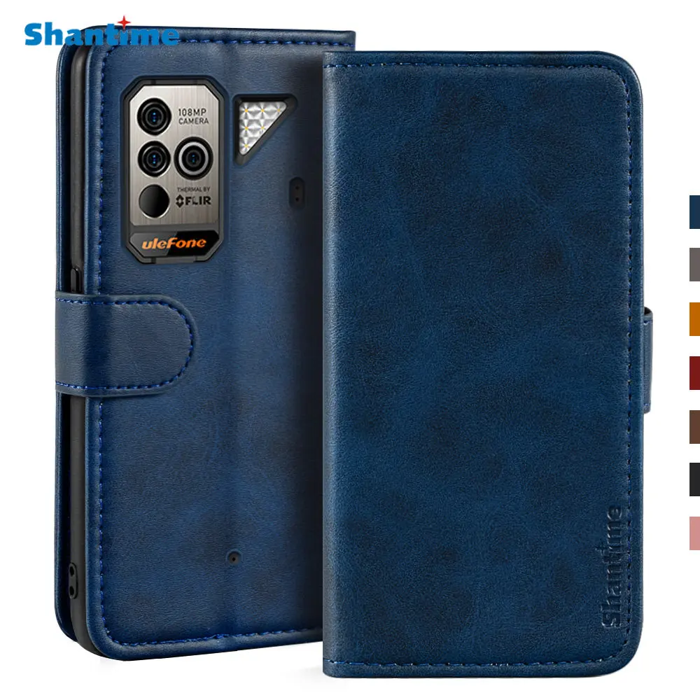 AMWEI Leather Folio Cover per Ulefone Power Armor 14/14 PRO, Custodia in Pelle PU Magnetica Libro Flip Portafoglio con [Funzione Stand]. Nero