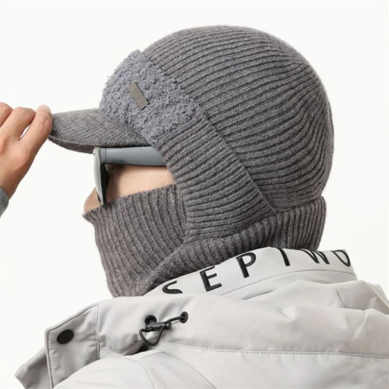 Hot Sale Men Balaclava Hat Full Cover Style Winter Hat Outdoor Windproof Knitted Hat Winter Keep Warm Beanie Cap