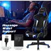 Gaming Chair, Massage Office Chair Computer Gaming Racing Chair, High Back PU Leather Adjustable Arms Headrest Ergonomic Reclin 4