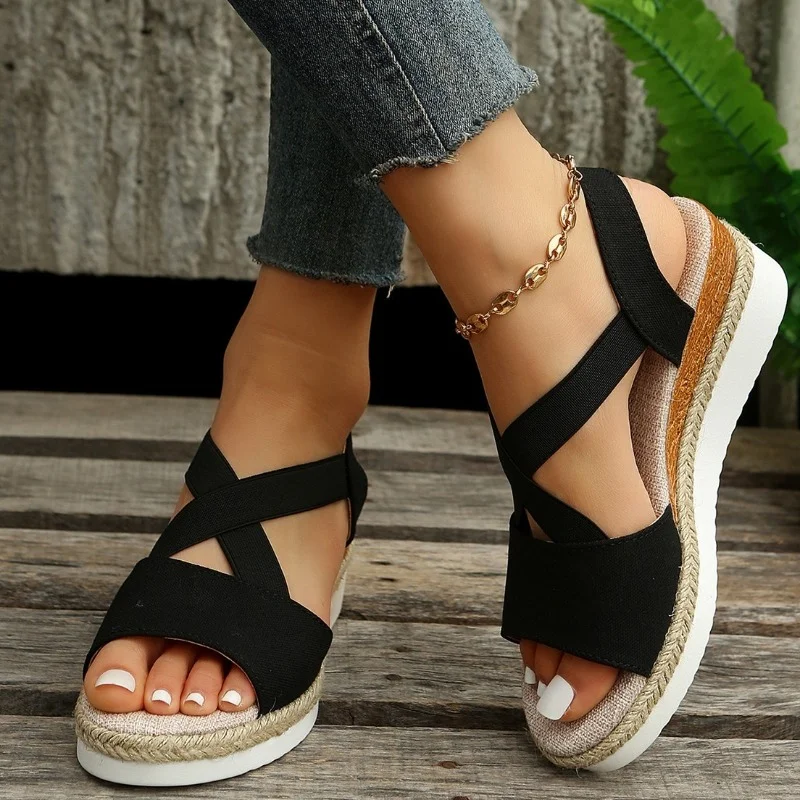 

Women's Open Toe Platform Wedge Sandals 2023 Summer Plus Size Espadrilles Sandals for Women Retro Outdoor Ladies Casual Shoes