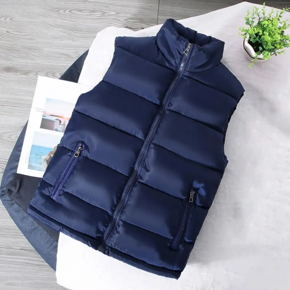 

Vest Solid Stylish Jacket Men Washable Vest Color Zipper Warm Sleeveless Vest