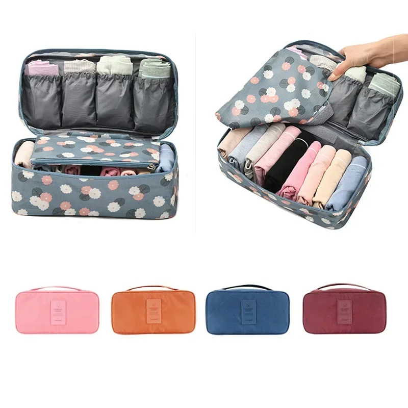 

Women Portanle Divider Organizer Bag Travel Folding Cases Sundries Socks Underwear Bra Clothing Lingerie Waterproof Storage Box