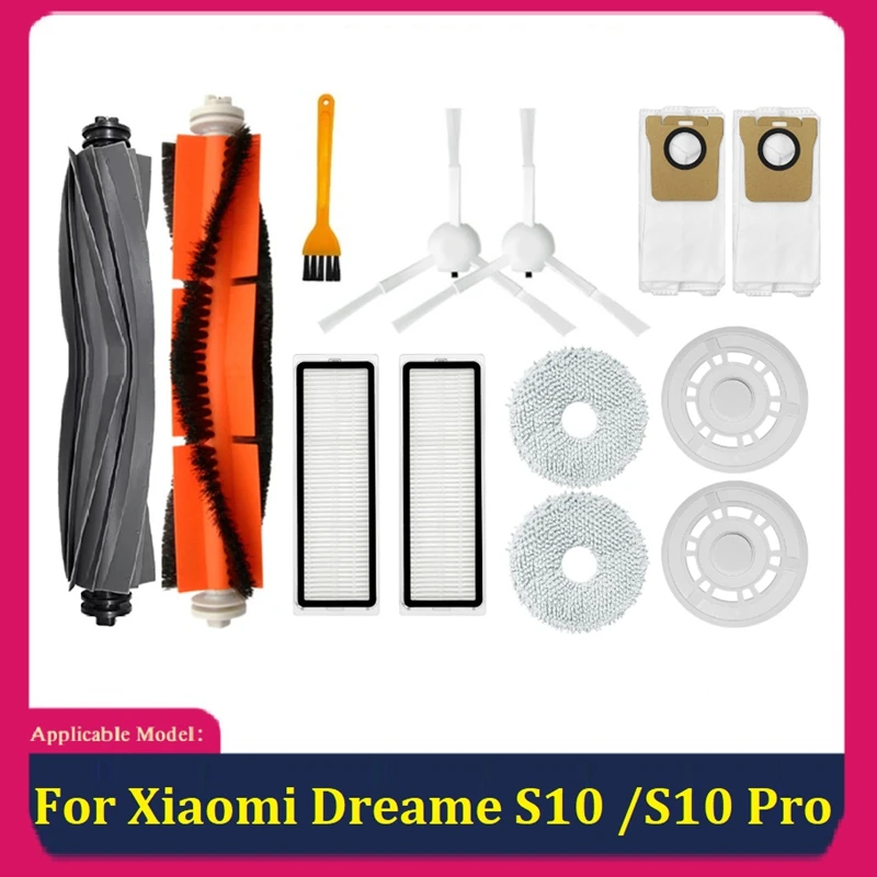 

13 PCS Main Side Brush Hepa Filter Mop Cloth Dust Bag For Xiaomi Dreame S10 / S10 Pro Vacuum Cleaner Accessories