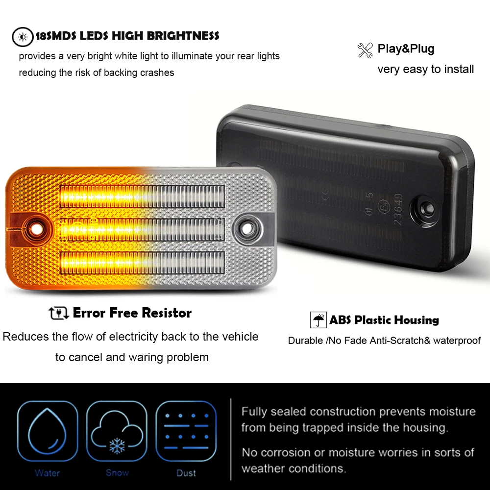 NSLUMO 6-delige Amber Led Verlichting Zijmarkeringslampjes Voor Fiat Ducato Citroën Jumper Relay Peugeot Boxer Daily Box Van DAF LFXF CF Rooklens LED Knipperlicht