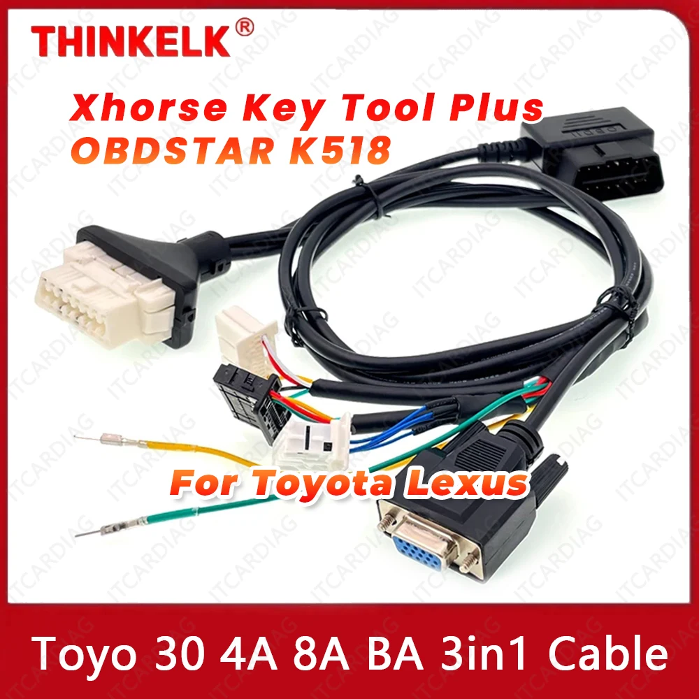 

Toyo 30 3in1 Cable 4A 8A BA Connector Smart Key Cable 16pin OBD Cable for OBDSTAR K518 Xhorse Key Tool Plus for Toyota / Lexus