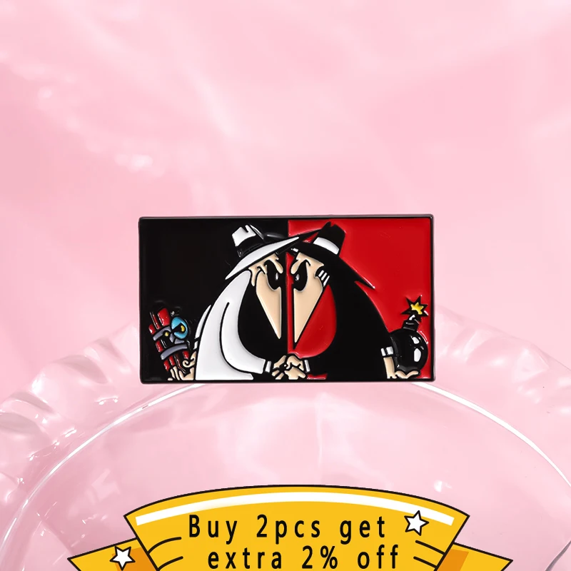 Comic Game Series Enamel Pins Black Spy White Spy A Comical Farce Brooches Lapel Badges Punk Jewelry Gift For Fans Friends