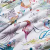 Flower Bird Digital Printing Bedding Sets 600TC Egyptian Cotton 4pcs Bed Linen Duvet Cover Set Luxury Bed Sheets Pillowcases #s 5