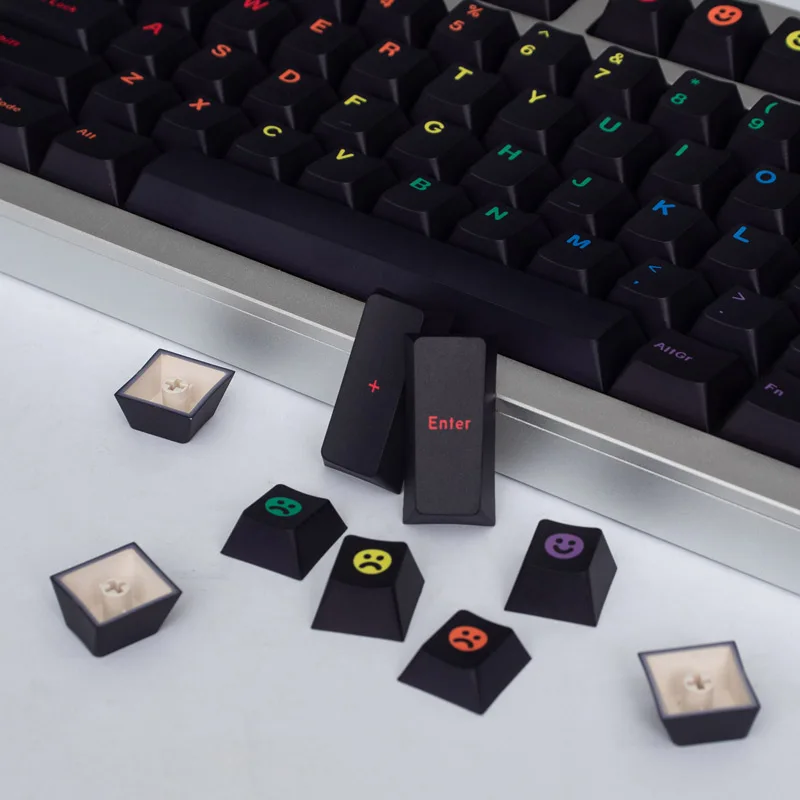 GMK-Midnight Rainbow Keycaps para teclado mecânico, gradiente,