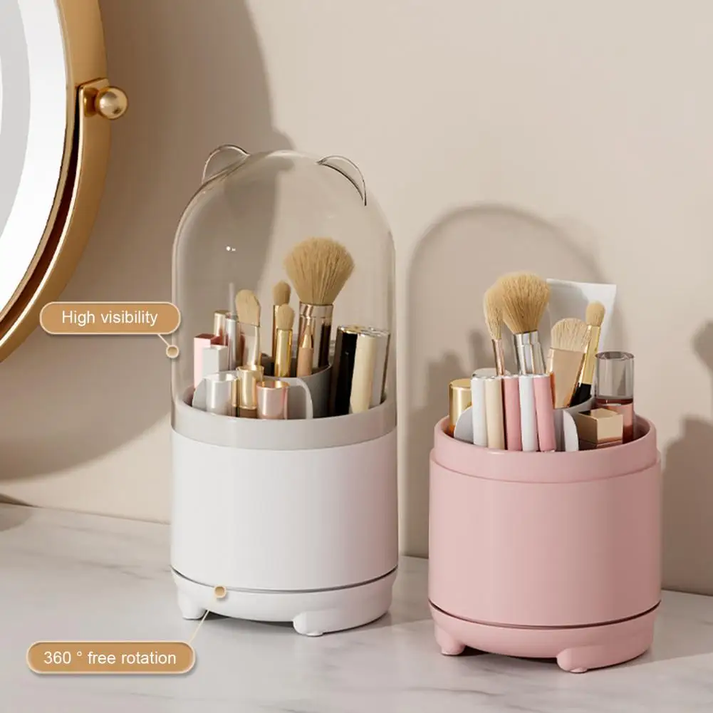 Makeup Brush Pot 360 Degree Rotatable Dustproof Makeup Brush Storage