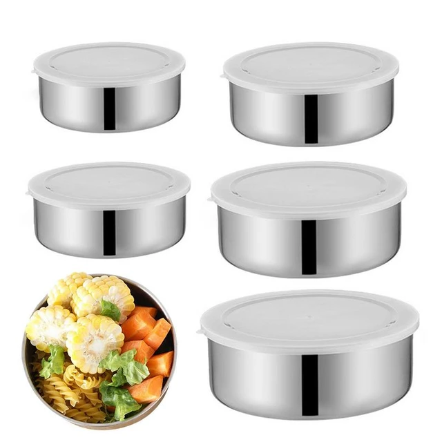 Mixing Bowls With Lids 5 Pcs Nesting Stainless Steel Mixing Bowls  Microwavable Kitchen Food Containers With Airtight Lids - AliExpress