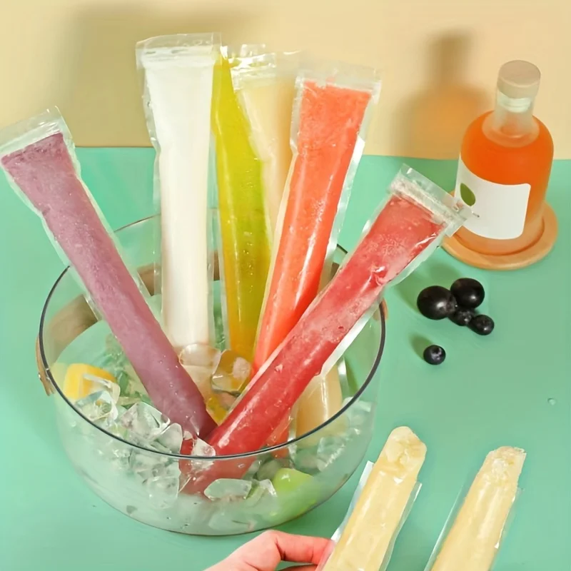 100 disposable popsicle bags food grade lead-free PVC self sealing transparent popsicle mold suitable for kitchen use ice cube bags