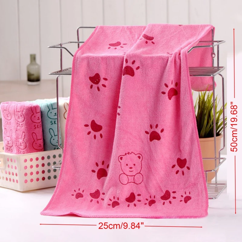 Cute Baby Cartoon Animal Heart Print Bath Towel Absorbent Drying Swimwear Cotton Towels