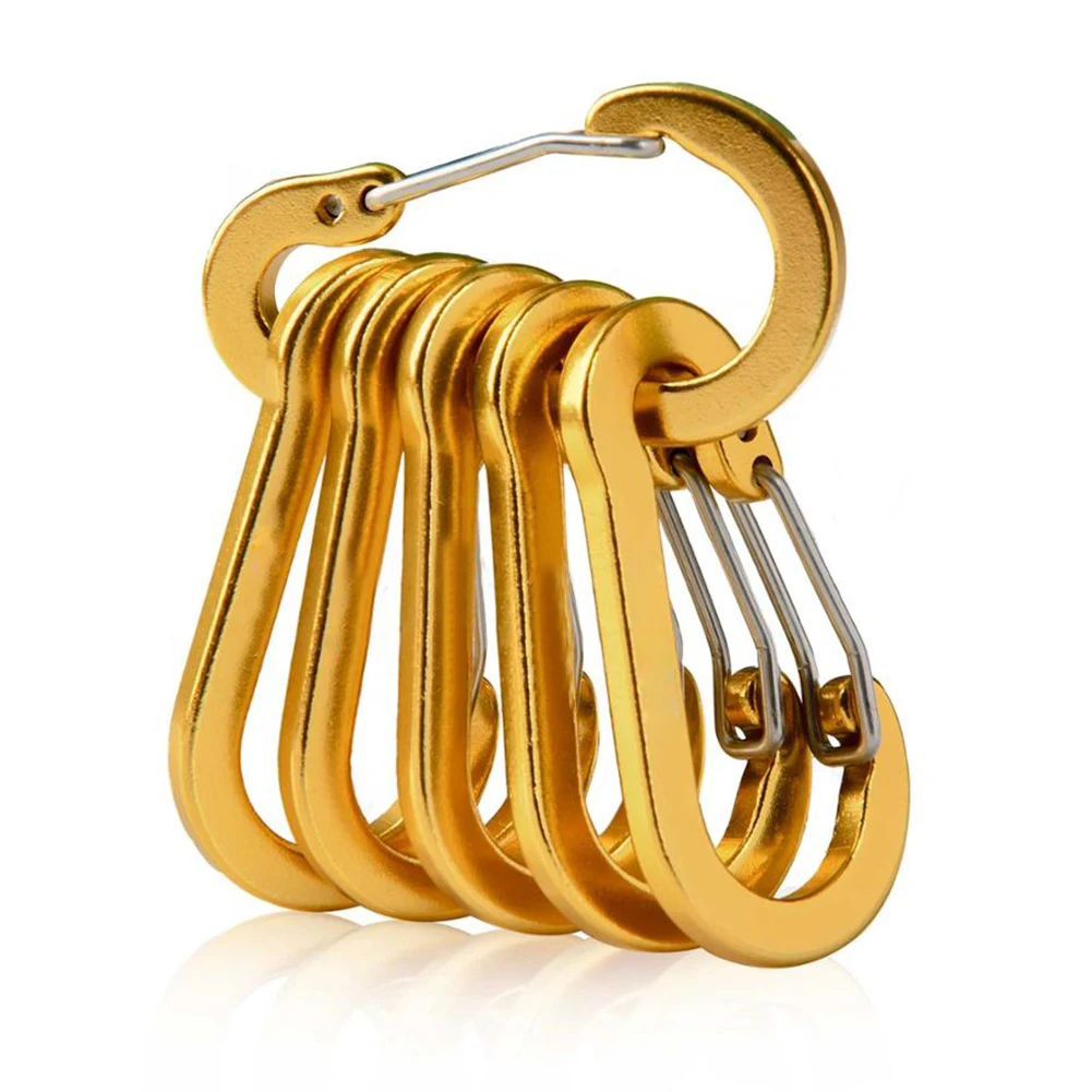 6Pcs Outdoor Carabiner Keychain D Shape Carabiner Spring Snap Clip Multifunctional Fishing Climbing Acessories
