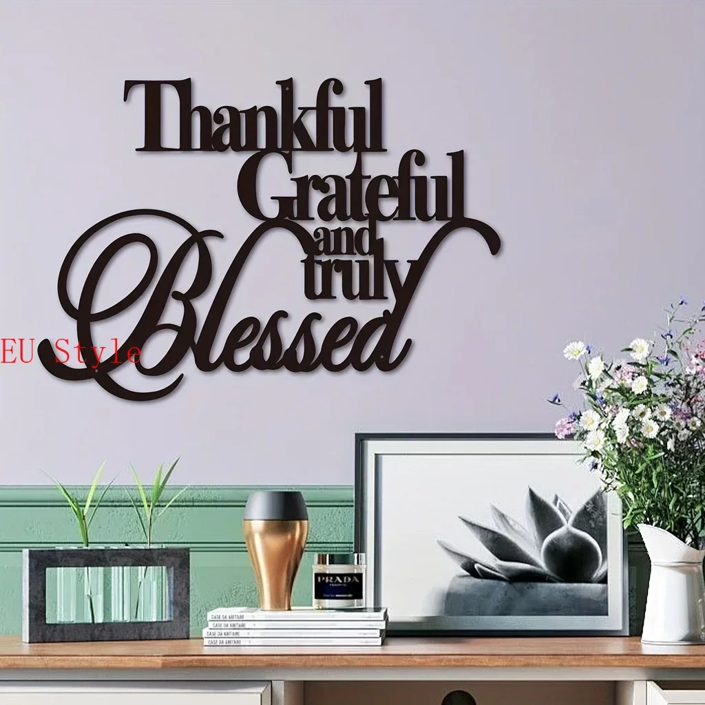 

Thankful Grateful and Truly Blessed Metal Sign Personalized Home Decor Metal Art Wall Hanging Signs Office Room Livingroom Decor