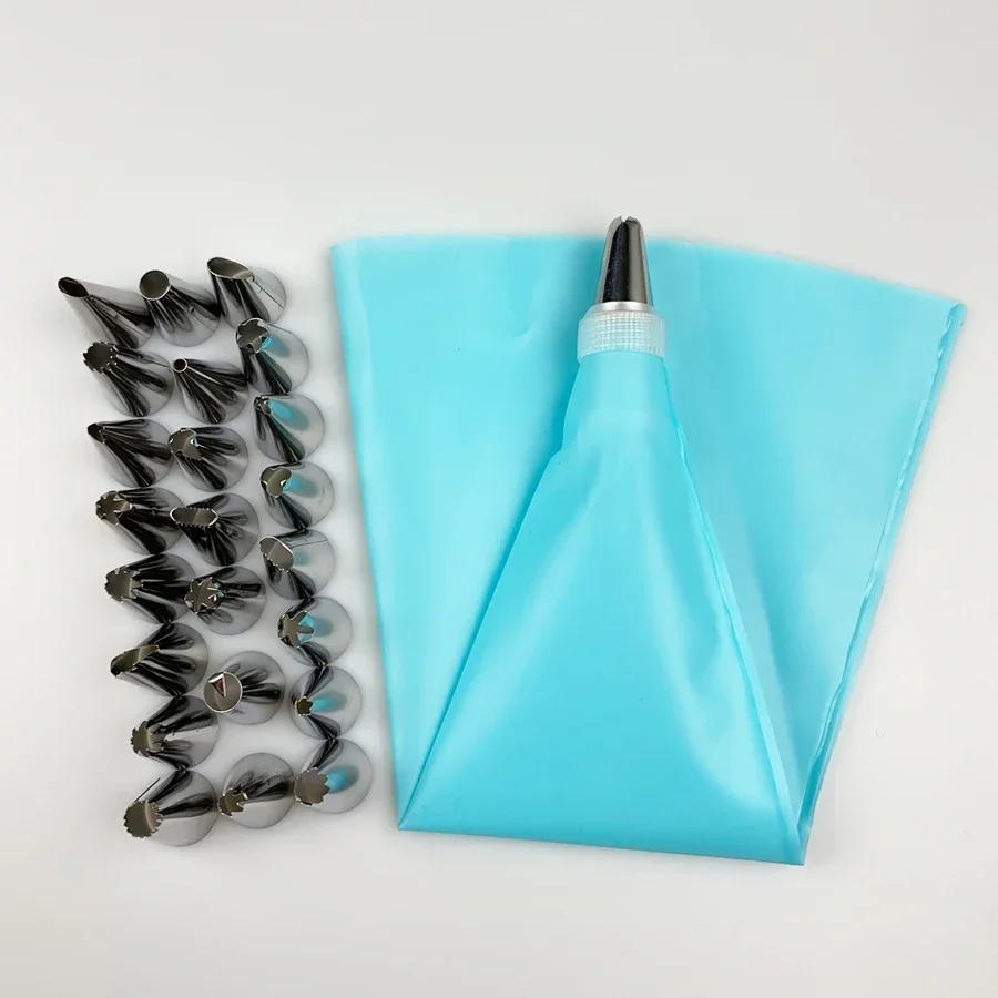 26Pcs/Set Silicone Pastry Bag Tips Kitchen DIY Icing Piping Cream Reusable Pastry Bags +24 Nozzle Set Cake Decorating Tools cake decorating tip set cake icing nozzles baking nozzle set cake decorating nozzle set pastry bag set