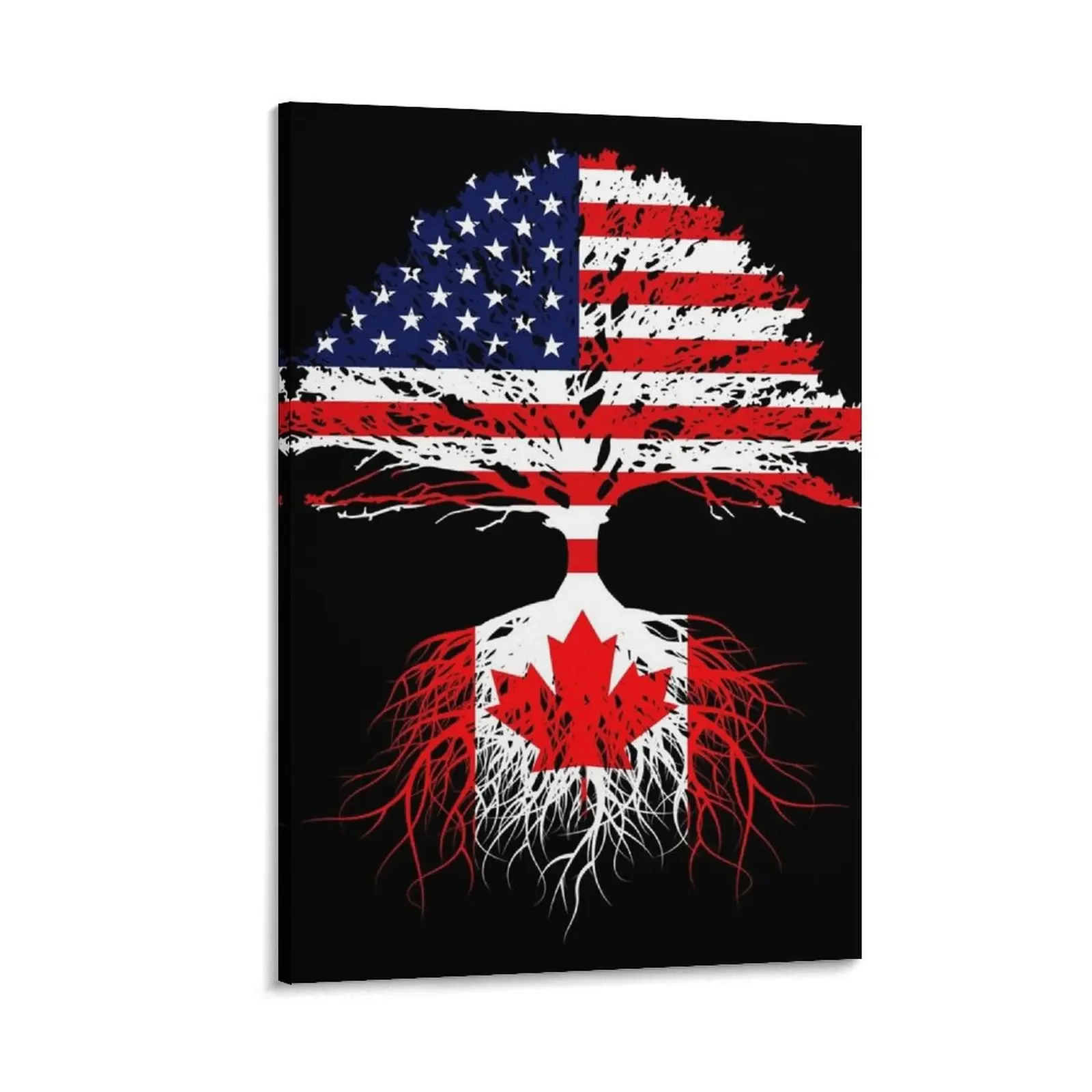 Canada Canadian Roots, Canada Usa Flag, Can Am, Canadian American Us American Naturalizzazione Cerimonia Regalo Preme Canvas Painting
