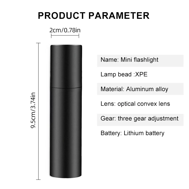 Description Picture 3 of itemMini Telescopic Zoom Flashlight Portable 3 Mode Torch Rechargable Pocket Flashlight Outdoor Night Emergency Camping Torch Lamp