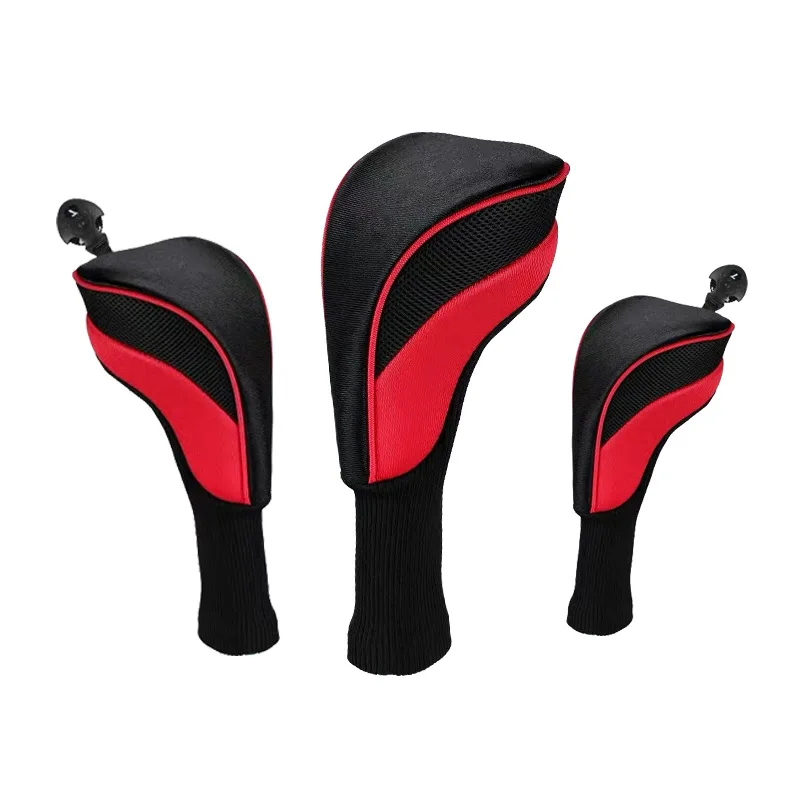 

Golf Club Head Covers for Fairway Woods Driver Hybrids 3 Pieces Long Neck Mesh Sports Fan Golf Club Headcovers Set