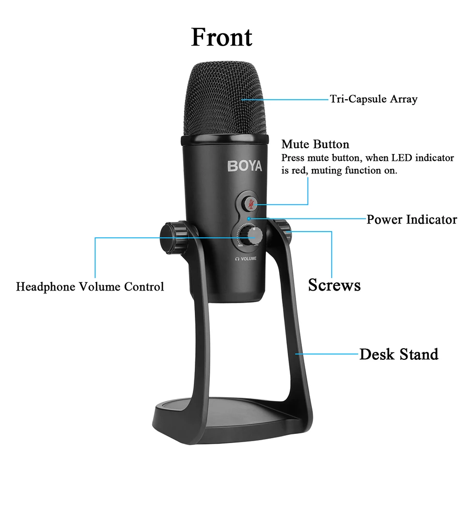 BOYA BY-PM700 Professional USB Condenser Microphone For PC Laptop Skype MSN karaoke Music Microfon Conferencing lavalier microphone