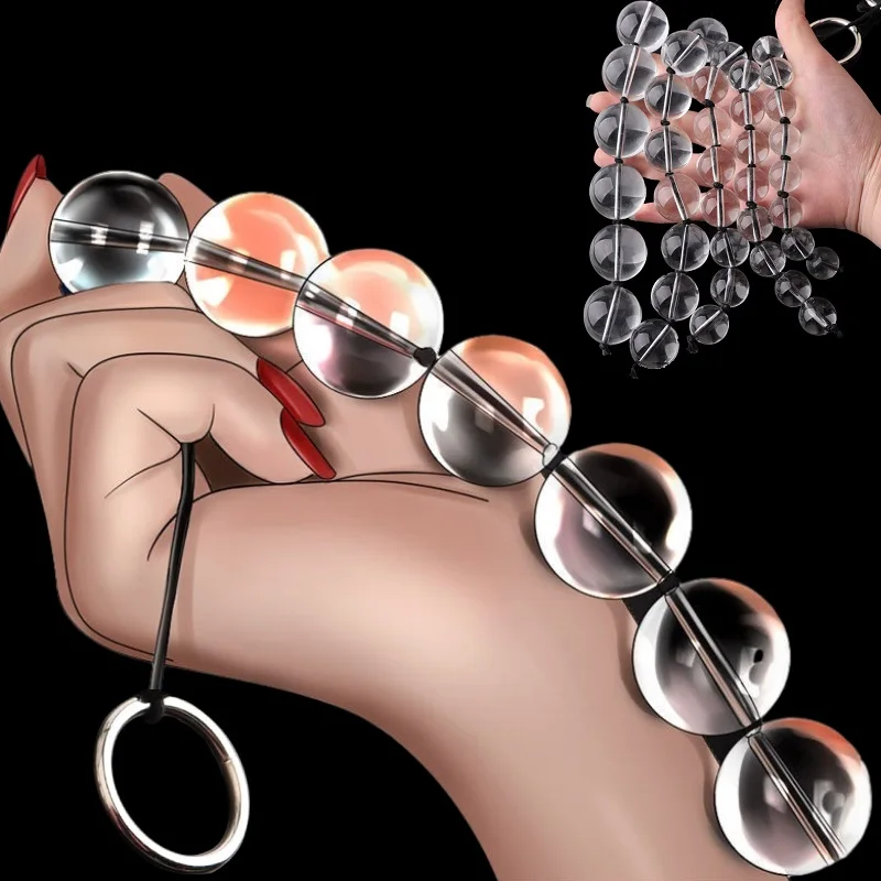 5 Sizes Glass Anal Beads Vaginal Balls Butt Plug Toy BDSM Massager Beads Inserted Plug Erotic Anal Bead Viabrator Accessories for anal plug