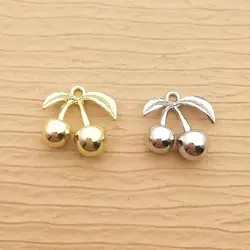 Set of 10 Elegant Cherry Charms for DIY Jewelry Crafting and Accessories (Mix - 10pcs)