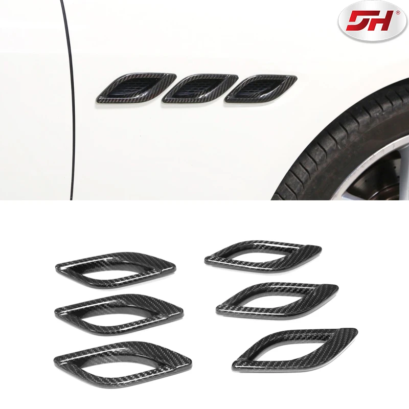 6pcs Carbon Fiber Car Side Fender Vent Trim Cover Fender Vent Cover