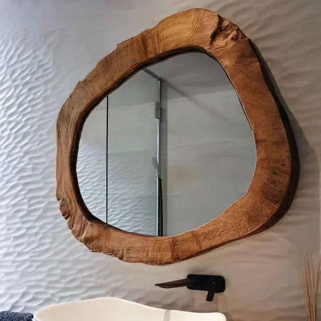 กระจกติดผนังห้องน้ำรูปทรงไม่ปกติ กระจกแต่งหน้าทรงแปลกตา กระจกตกแต่งผนังห้องน้ำที่สร้างสรรค์และสวยงาม 1