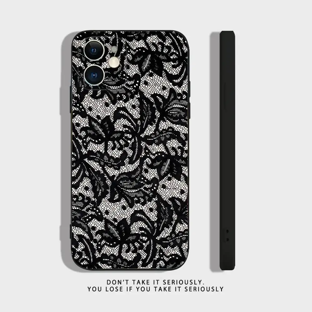 Elegant Black Lace Print Phone Case Cover